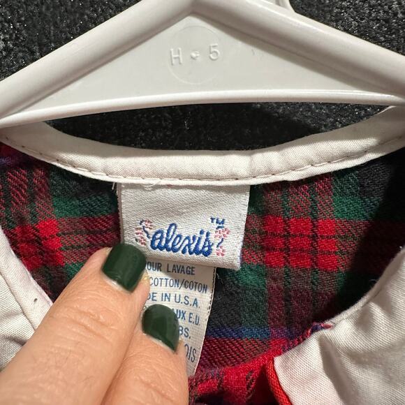 Vintage Alexis Dress Plaid Embroidery 100% Cotton Made in USA Size 24mo 29-32lbs - Picture 4 of 6